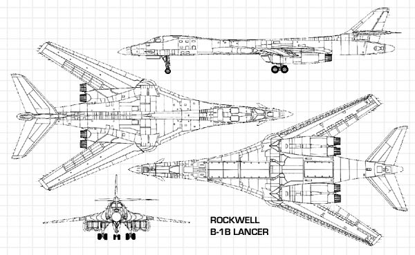 Rockewell B-1B Lancer 3-View